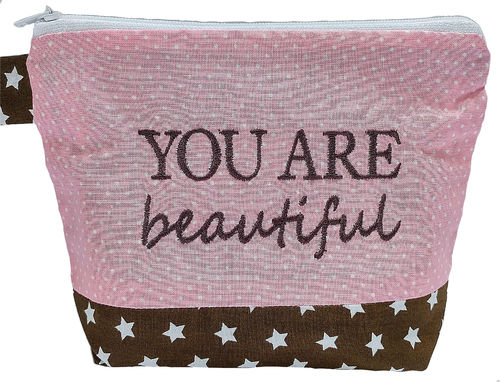 Tasche "YOU ARE BEAUTIFUL" rosa - mocca