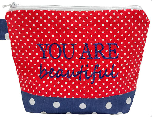 Tasche "YOU ARE BEAUTIFUL" marine - rot